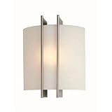 Lite Source LS-1673 Checks Wall Sconce Lite, Polished Steel with Frost Glass Shade