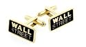 Dramatic yellow gold plated Wall Street cufflinks with presentation box. Made in the U.S.A