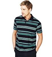 Blue Harbour Pure Cotton Multi Feeder Striped Polo Shirt