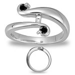 0.22 Cts Black Diamond Ring in 14K White Gold