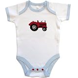 Powell Craft 100% Cotton Farmyard Red Tractor Design Babygrow / Bodysuit - Great for a new baby gift,Size:6-12 months