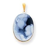 14k Yellow Gold Agate Cameo with Sentiment Pendant