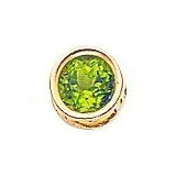 14K Gold 6mm Peridot August Bezel Pendant Jewelry