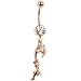 Rose Gold Zirconia Duet Dolphin Belly Ring