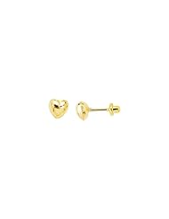 14K Yellow Gold Polish Puff Heart Children Post Earring