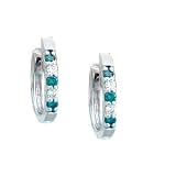 14K .35 CTW Blue & White Diamond Hinged/Hoop Earrings