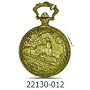 Pocket Watch 413 G - Train 2- Front View Gold-Tone Train Locomotive Pocket Watch with 14" Clip on Chain
