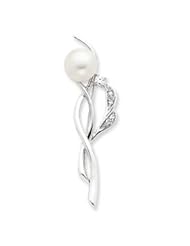 Sterling Silver CZ Freshwater Pearl Pin - QP883