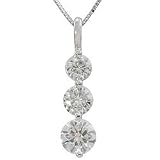 Large Round Moissanite 3 Stone Pendant