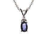21jBgY2Ap3L. SL160  Oval Shape Sapphire and Diamond 14k White Gold Pendant Necklace Ctw 0.40