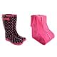 Free Pink Boot Bag with these black and pink spotted wellies