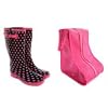 Pink polka dot wellies with free wellie boot bag