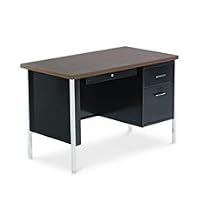 Alera Single Pedestal Steel Desk, 45w x 24d x 29-1/2h, Walnut