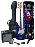SX BG2K/LPB w/BG1565 Bass Guitar Package Blue w/Bass, Amp Carry Bag, Instructional DVD and Strap by SX