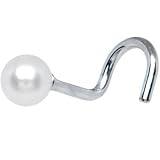 Solid 14KT White Gold 3mm Pearl Nose Screw Ring