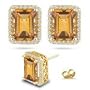 0.30 Ct Diamond & 1.32 Ct Citrine Earrings in 14K Yellow Gold