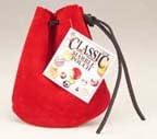 Genuine Leather (Empty) Storage Pouch w Drawstring Closure - RED