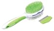 Bamboo Dog Pin Bristle Brush and Flea Comb (Colors Vary)