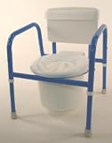 Pediatric Commode Blue- This commode has a capacity of 250 pounds. Solid plastic toilet seat with medium opening standard angled arms for easier ascending & descending. Color Blue