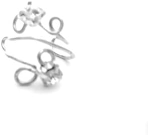 EAR Cuff with Rhinestones on Silver Nontarnish Wire