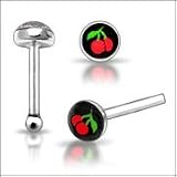 925 Silver Cherry Nose Stud Piercing Jewelry