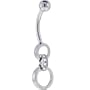 Solid 14kt White Gold Circular Diamond Hoop Dangle Belly Ring
