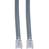 1 ft Telephone Cord RJ11, 6P/4C Flat Silver Satin Cable
