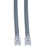 2 ft Telephone Cord RJ11, 6P/4C Flat Silver Satin Cable
