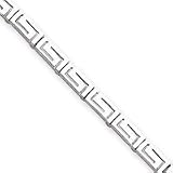 14K White Gold Greek Key Bracelet - 7.25 Inch - Box Clasp