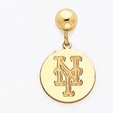 14K New York Mets Ny On Disc Post Dangle Earrings