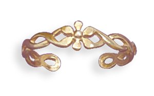 14 Karat Gold Plated Flower Toe Ring