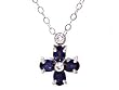 14k White Gold Natural Sapphire & Diamond Drop Pendant Ct.tw 1.00