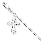 Sterling Silver Cross Charm Child's Bracelet