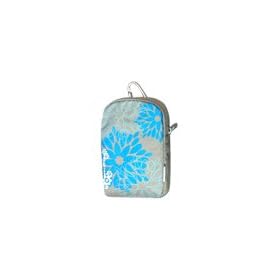 Fabric Bag with Belt Loop & Optional Carabiner (Blue Flower On Grey) for Agfa camera by CellularFactory