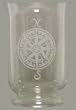 Individually Hand Etched Nautical Compass Glass Candle Shade 8"H Set of Two