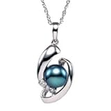 14k Black Pearl and Diamond Pendant with Chain