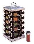 Spice Rack, Revolving, SS, 20 Glass Jars W/Flip-Lids
