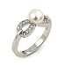 Sterling silver knot shaped ring with pearl and cubic zirconia