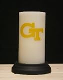 Georgia Tech Yellow Jackets Flameless Pillar Candle Includes Timer and Decorative Metal Base 3
