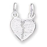 Sterling Silver Best Friends 2-Piece Break Apart Heart Charm