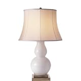 Studio: Sandy Chapman Gourd Table Lamp in White Glass with Silk Shade by Visual Comfort SL3801WG-S
