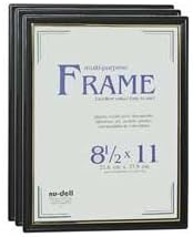 Document Frame, Easy Slide -in Feature, 8-1/2""x11"", Black, Sold as 1 Package, 3 Each per Package