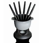 Enameled Cast Iron Cheese Fondue Pot, 12 oz, Matte Black