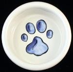 Melia Economical Dapper Dog Bowl -BLUE SHADED PAW Design- SMALL