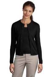 Ladies Fine-Gauge Crewneck Cardigan Sweater