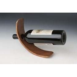 Curved Single Bottle Wood Stand Balances Perfectly by Franmara