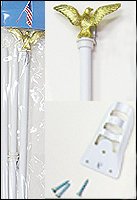 Home 6' Flagpole Steel (White) with Eagle Top