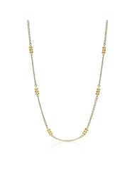 Alexander James 14k Gold Bonded Station Necklace with Yellow Acrylic Beads and Sections of Double Link Chain in Goldtone