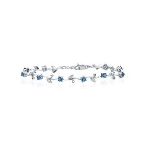 0.11 Ct Diamond and 1.02 Cts Aquamarine Tourmaline Bracelet in 14K White Gold by