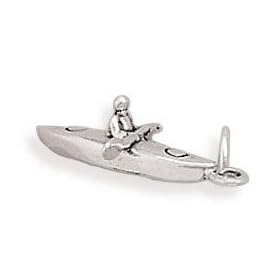 Kayaker Boat Kayak Charm Water Sports Sterling Silver